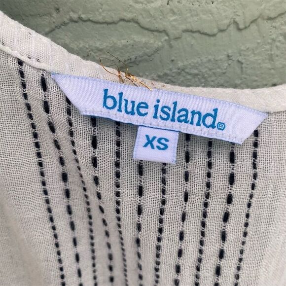 Blue Island XS White Cover Up with Gold and Black Embroidery Drawstring Waist - Picture 10 of 11